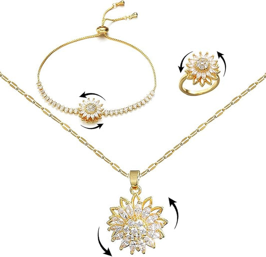 Conjunto de Joias Mood Girassol – Design Rotativo