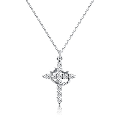 Colar com Pendente de Cruz Coroa em Ouro 14K